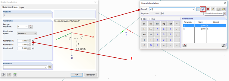 Parametrisieren der Knoten 1 bis 4