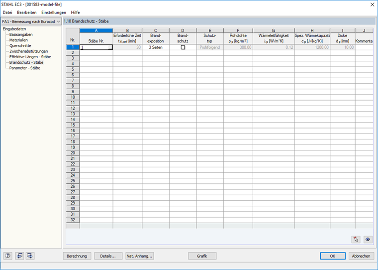 Maske 1.10 Brandschutz - Stäbe