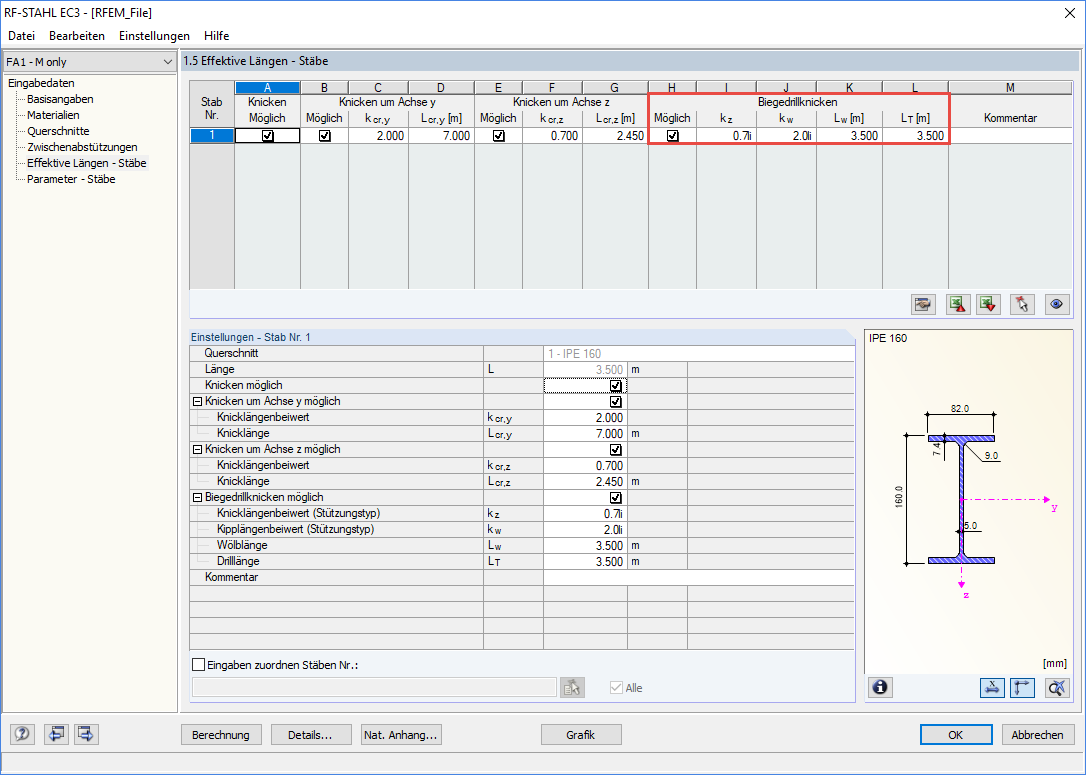 Eingabemaske RF-/STAHL EC3