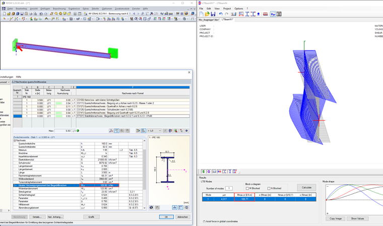 Vergleich RF-/STAHL EC3 und LTBeamN