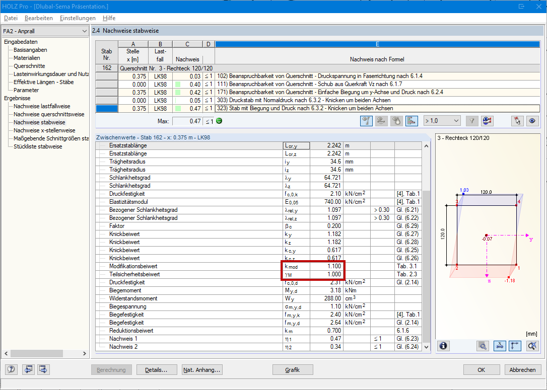 Erbrachter Nachweis der durch den Pkw angefahrenen Stütze