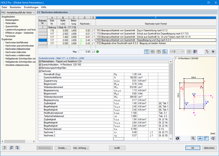 Nachweis der Pfette beim Komplettausfall der Stütze