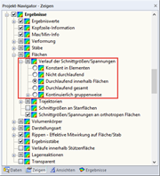Einstellmöglichkeiten für den Verlauf der Schnittgrößen bei Flächen