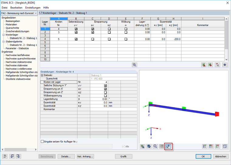 Eingabe der Knotenlager
