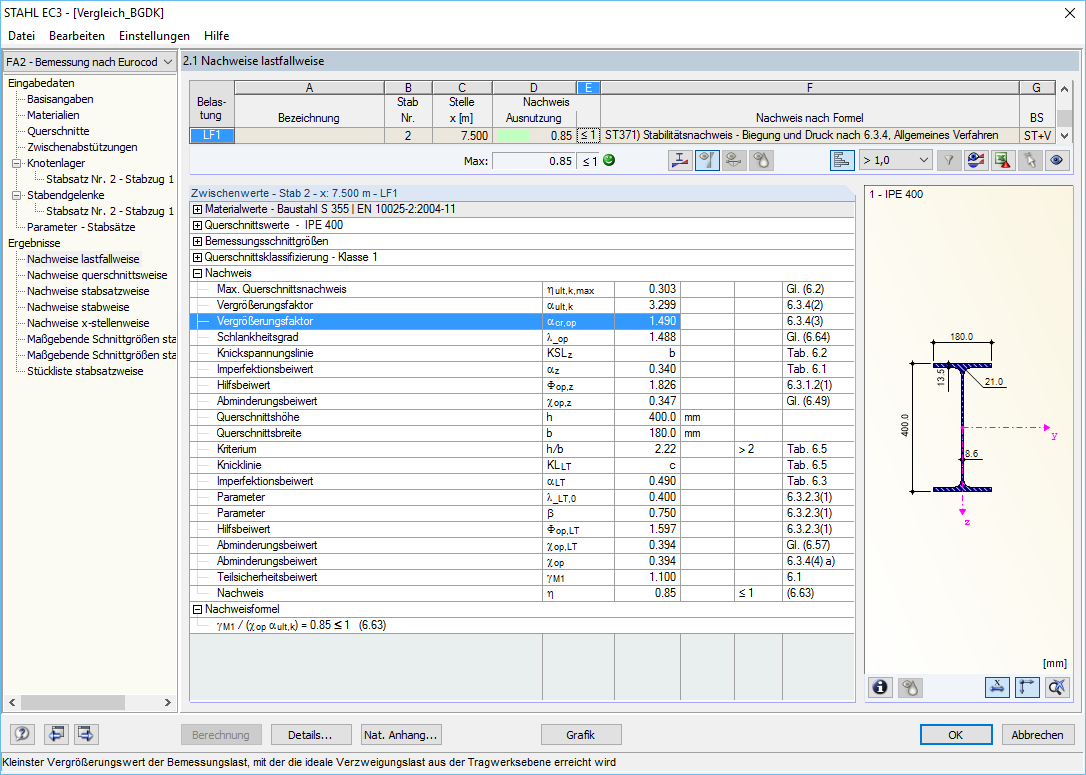 Nachweis nach dem Allgemeinen Verfahren