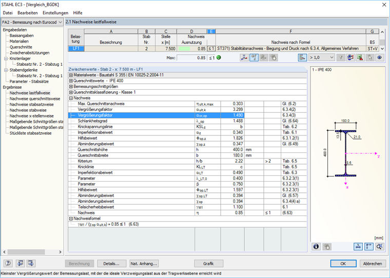 Nachweis nach dem Allgemeinen Verfahren