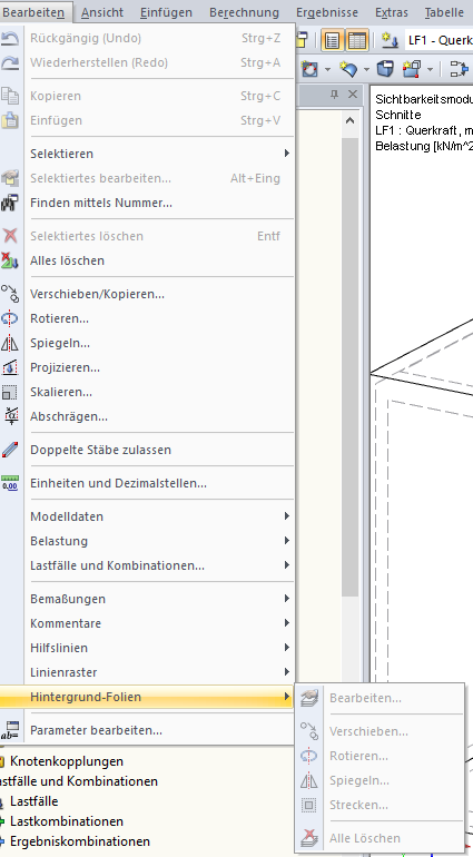Manipulation der Hintergrundfolie