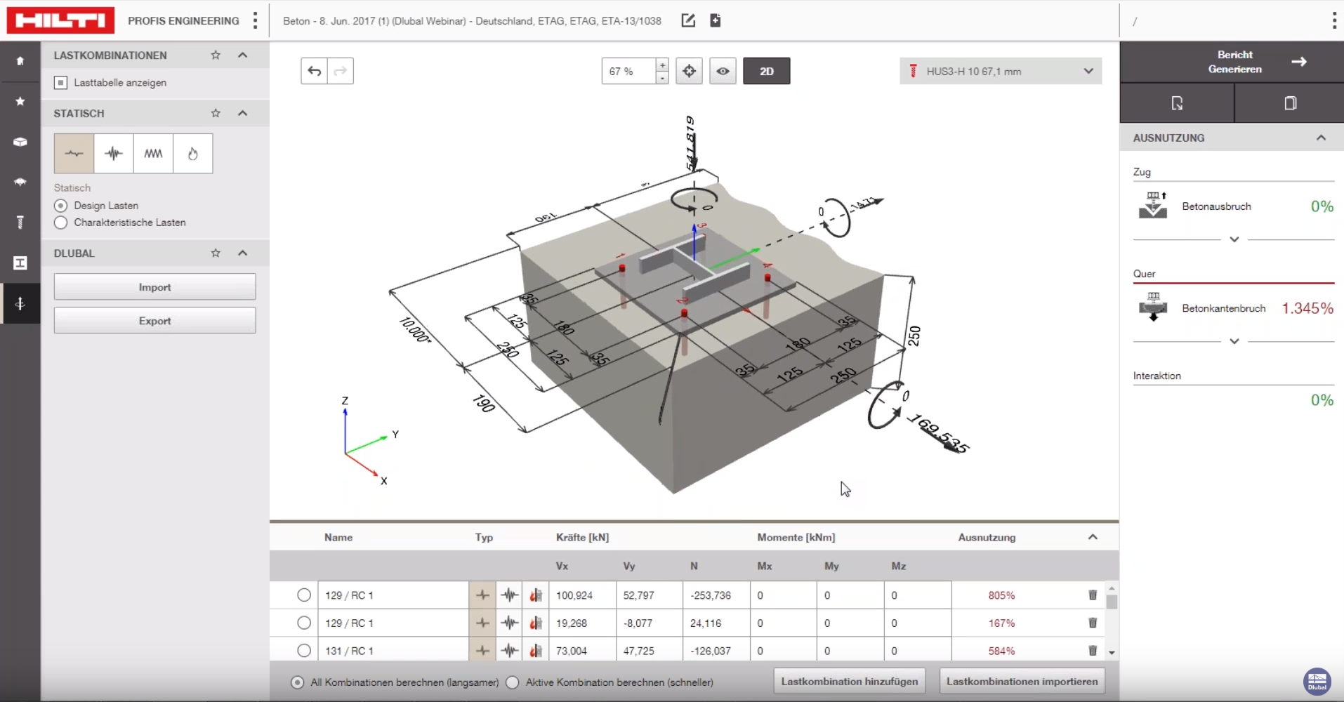 Synergieeffekte durch Kopplung von RFEM mit Hilti PROFIS Engineering zur Bemessung der Stützenverankerungen
