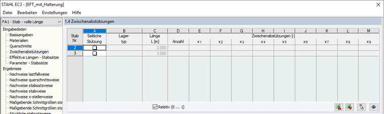 Maske "1.4 Zwischenabstützungen"