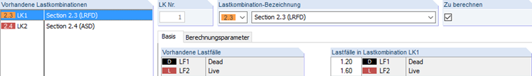Lastkombination 1 nach LRFD