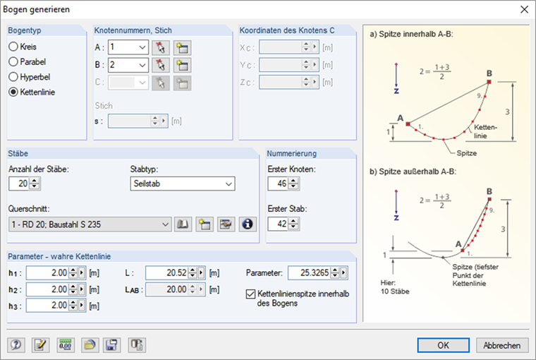 Kettenlinie generieren