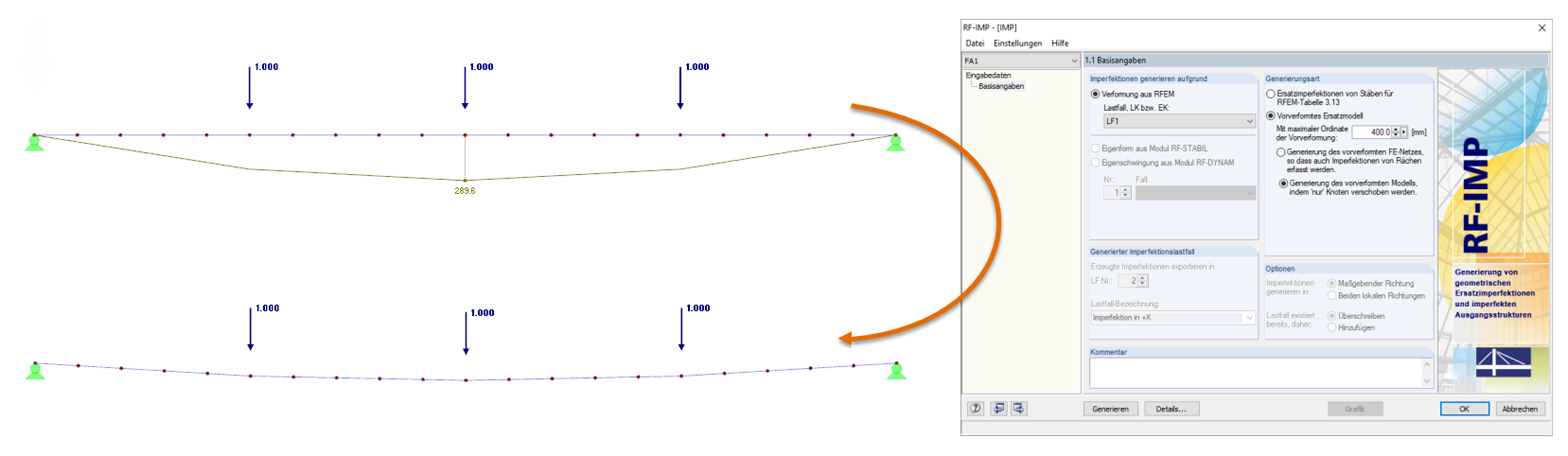Vorverformung mittels Knotenverschieben