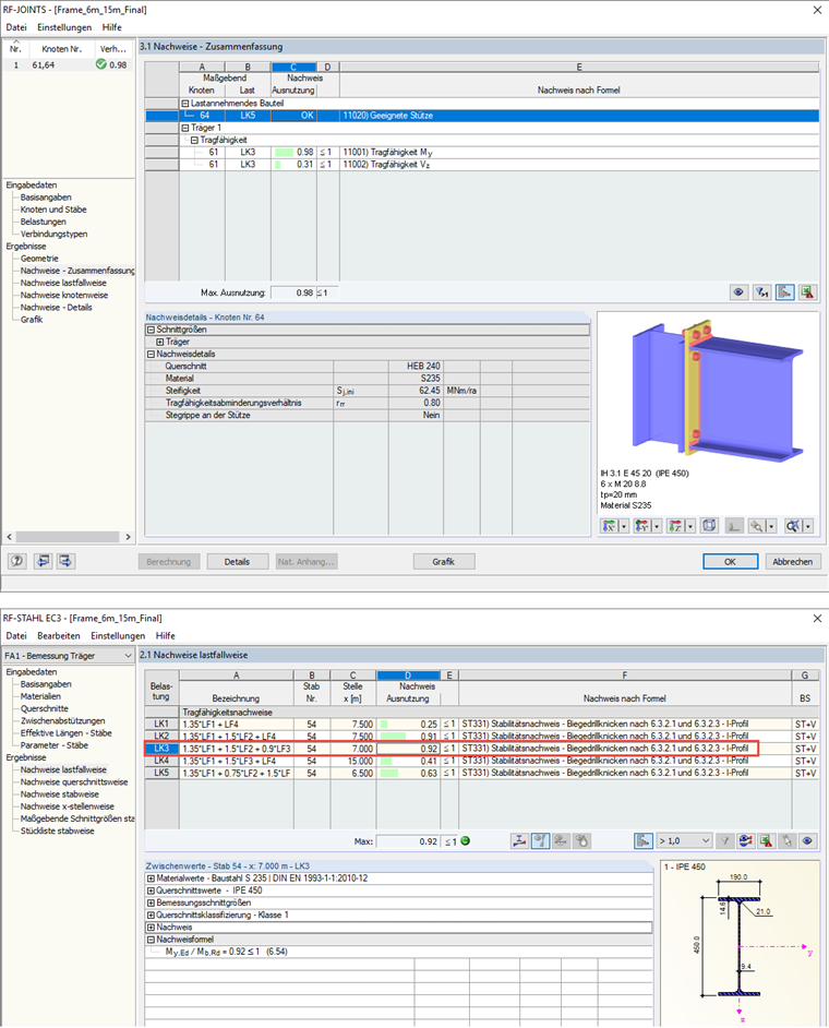 Bemessung Träger und Verbindung
