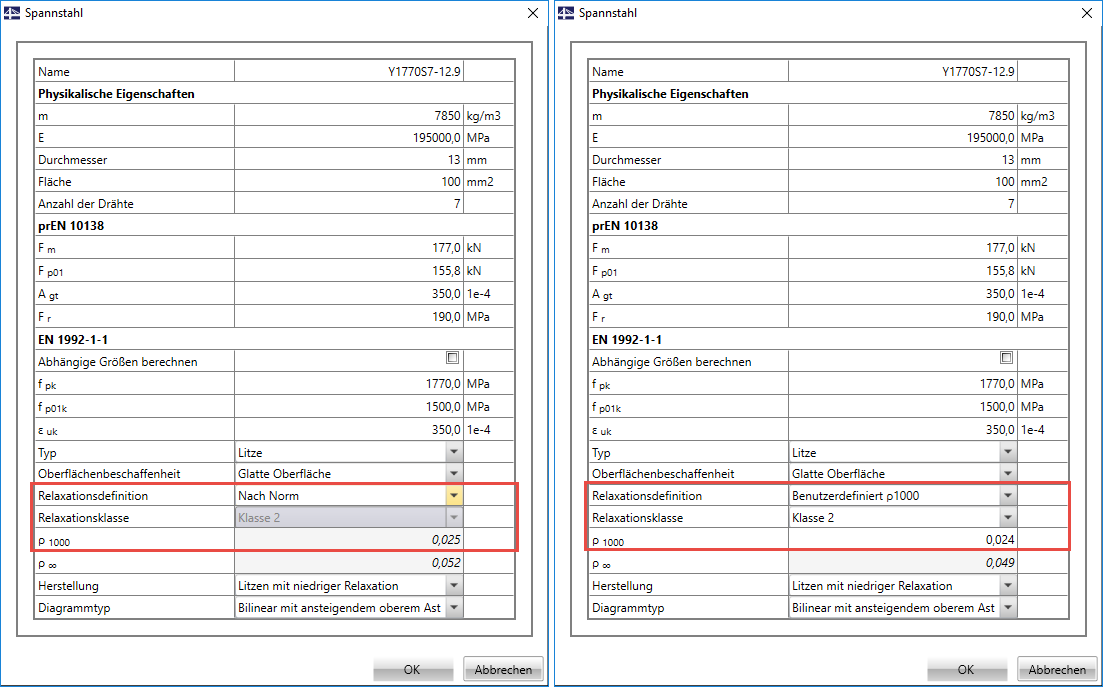 Definition der Relaxationsverluste in RF-TENDON nach EN 1992-1-1 [1]