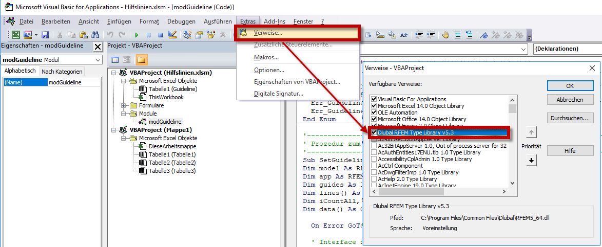 Dlubal RFEM Type Library einbinden