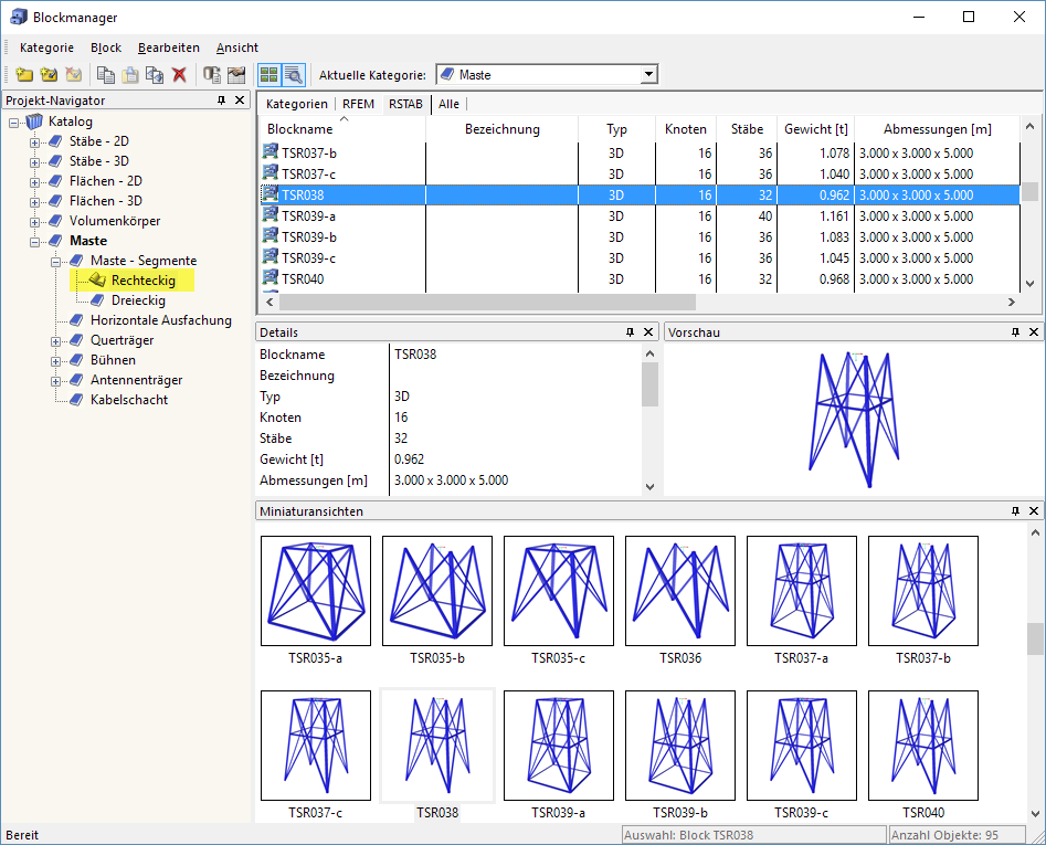 Block TSR038 auswählen