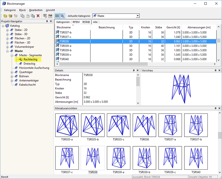 Block TSR038 auswählen