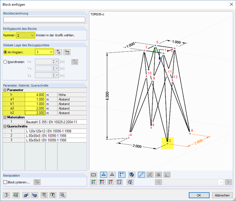 Parameter des Blocks TSR035c festlegen