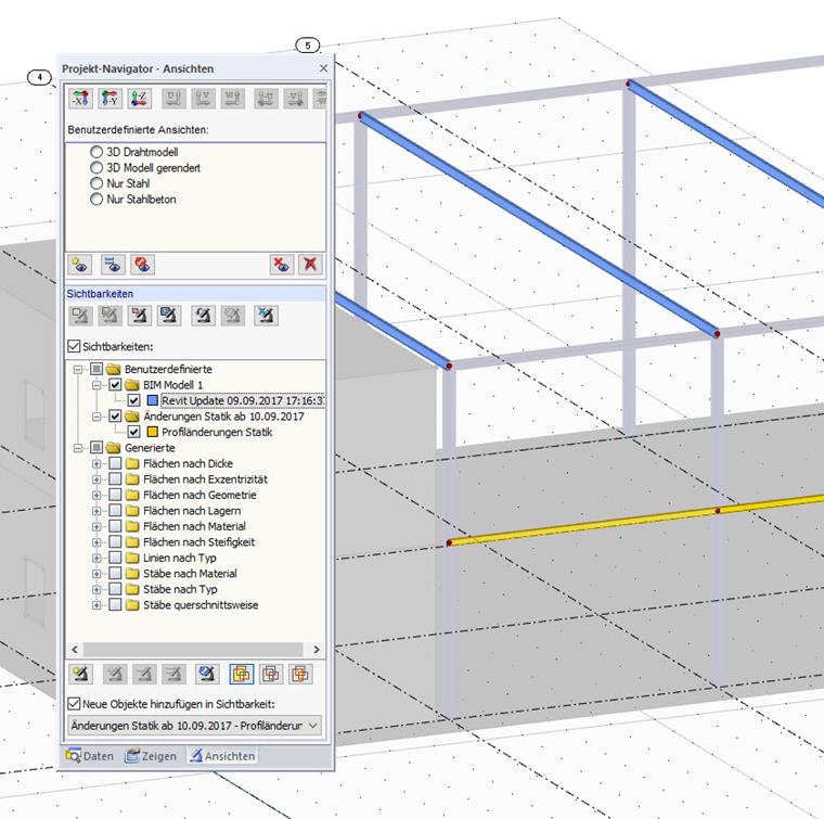 Kennzeichnung und Visualisierung von Änderungen in der Statiksoftware RFEM mittels Sichtbarkeiten
