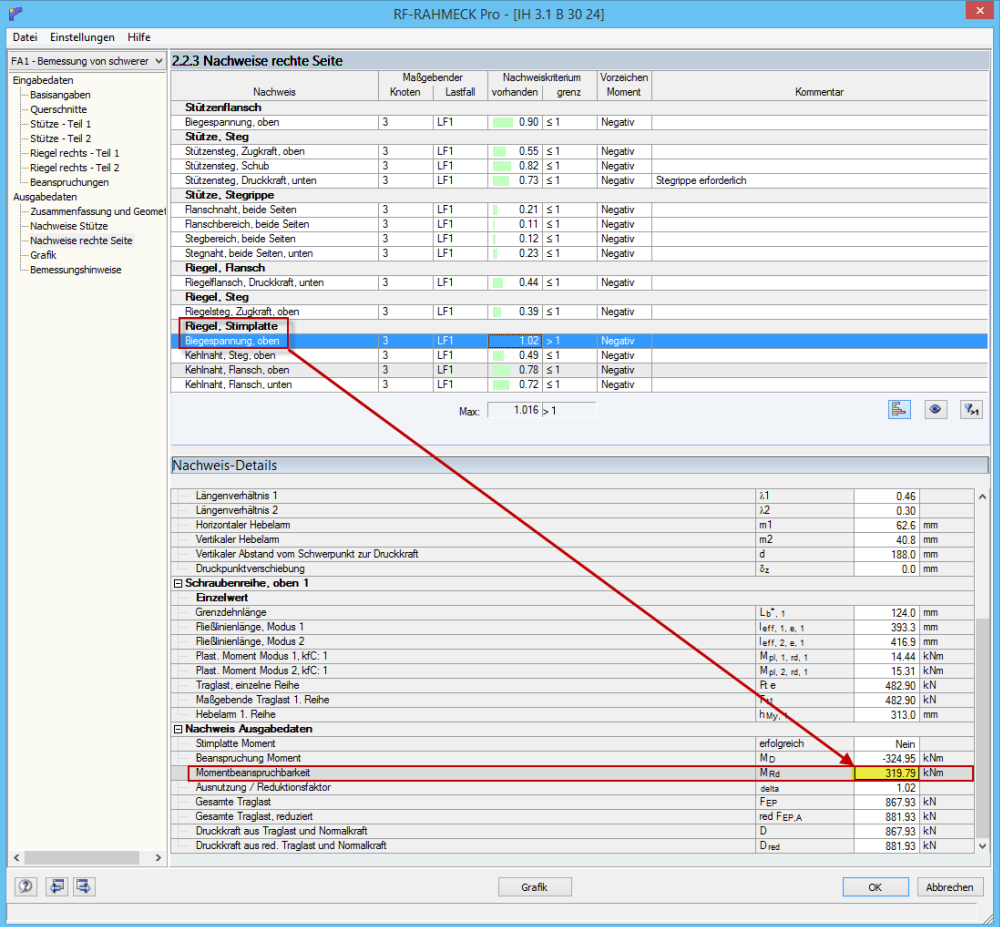 Tragfähigkeit in RF-/RAHMECK Pro