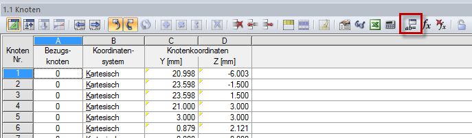 Schaltfläche [Parameter bearbeiten] in der Tabellen-Symbolleiste