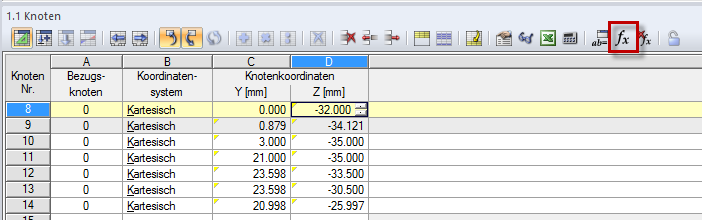 Schaltfläche [Formel bearbeiten] in der Tabellen-Symbolleiste