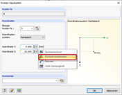 Funktionsschaltflächen mit Kontextmenü im Dialog 'Knoten bearbeiten'