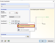 Funktionsschaltflächen mit Kontextmenü im Dialog 'Knoten bearbeiten'