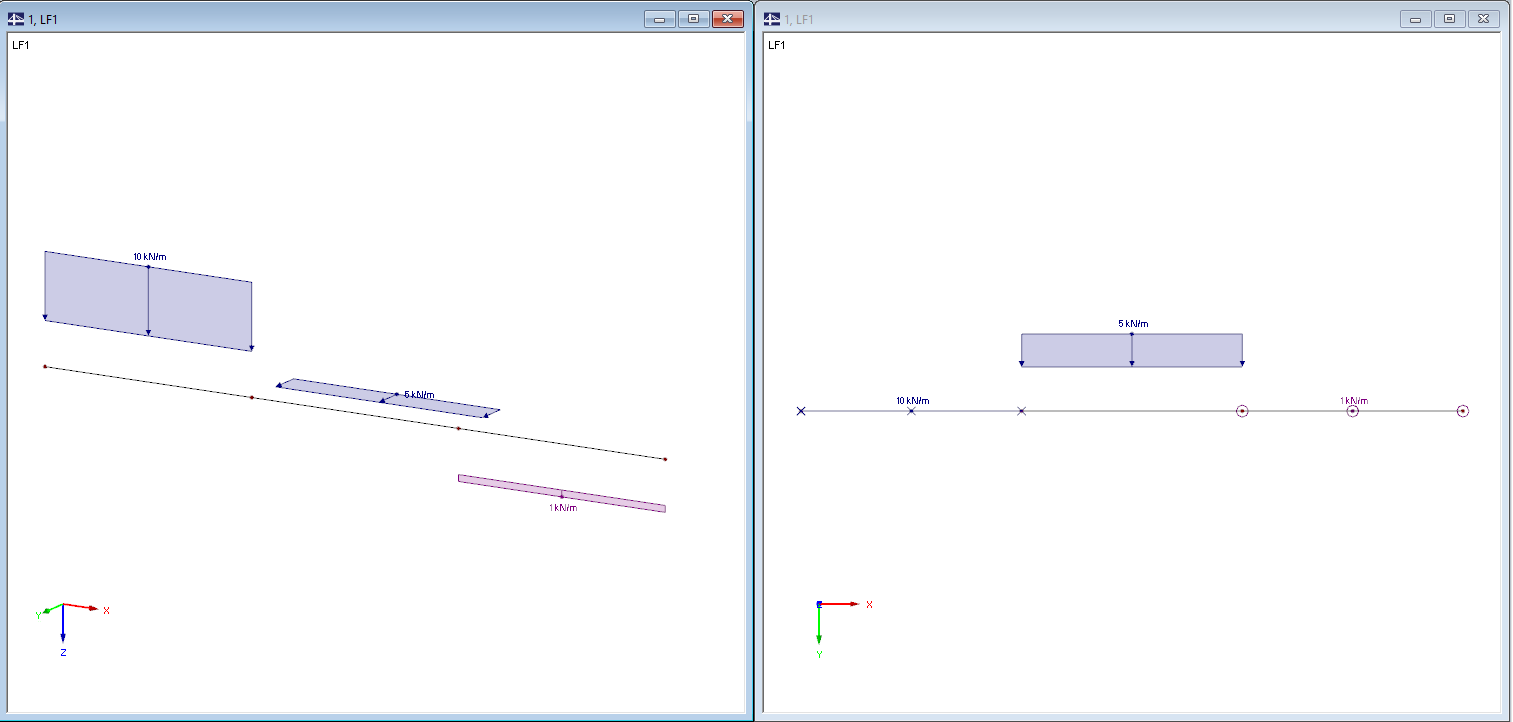 Unterschiedliche Darstellung einer linienförmigen Last