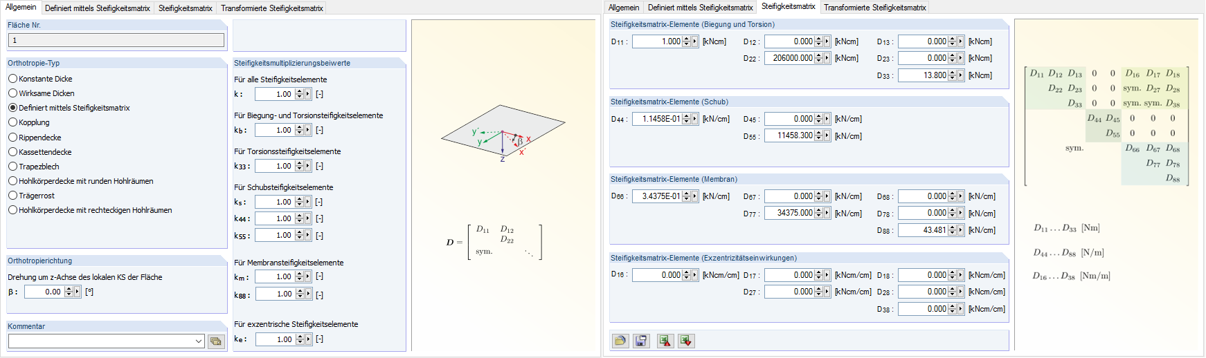 "Flächensteifigkeit bearbeiten - Orthotrop" in RFEM