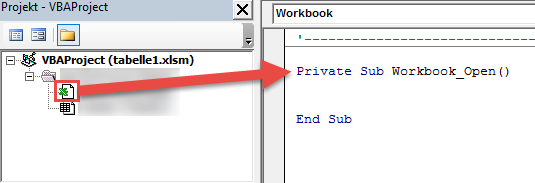 Subroutine Workbook_Open in Workbook