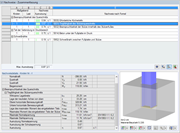 Maske "3.1 Nachweise - Zusammenfassung" mit Details zur Tragfähigkeit des Stützenquerschnitts