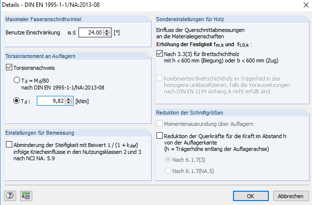 Torsionsmoment in RX-HOLZ BSH