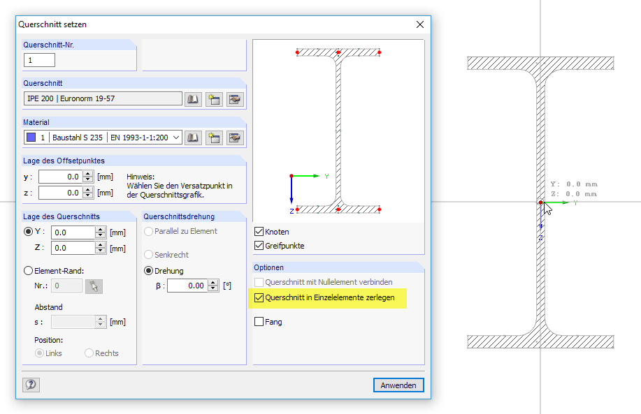 Setzen eines Profils aus der Bibliothek