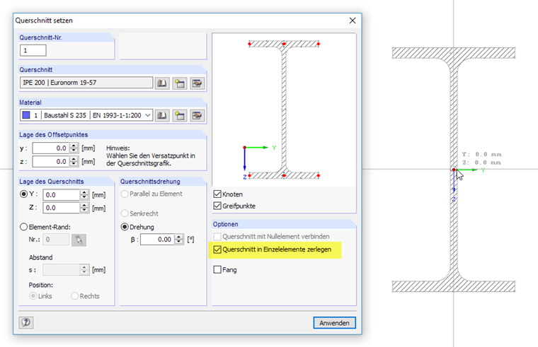 Setzen eines Profils aus der Bibliothek