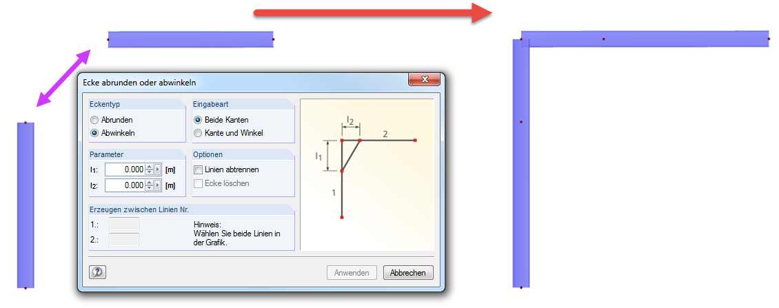 Ecke abrunden oder abwinkeln