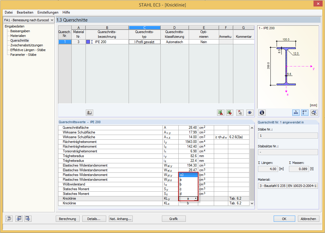Knicklinie eines Profils ändern