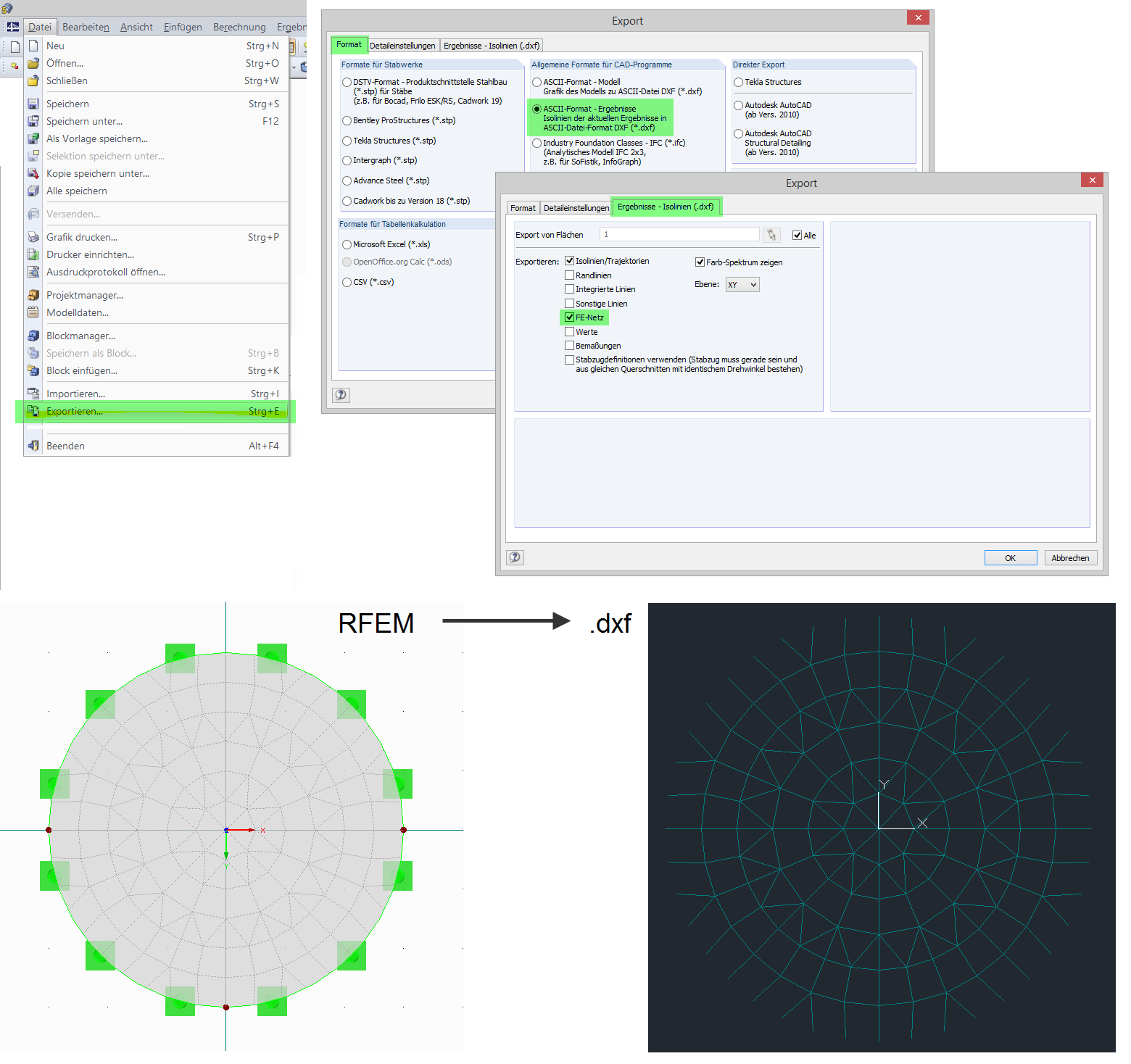 FE-Netz in DXF exportieren