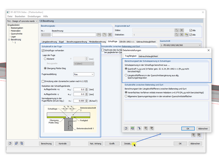 Nachweis der Schubfuge
