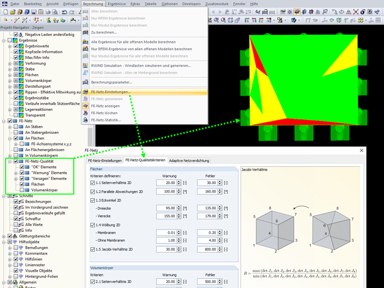 Anzeige der FE-Netzqualität