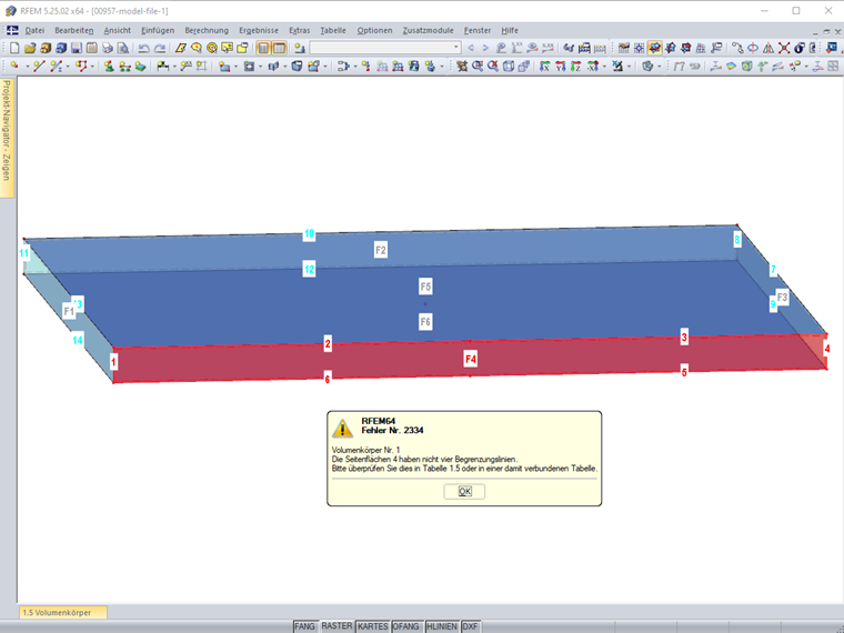 Seitenfläche F4 mit sechs Begrenzungslinien
