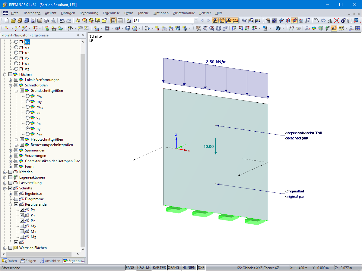 Beispiel 1: Horizontaler Schnitt durch die Wand