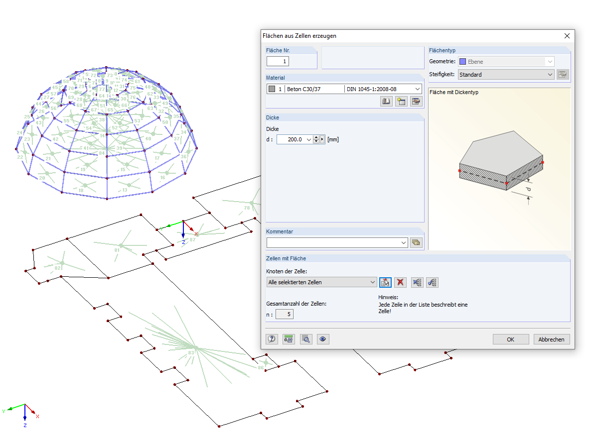 Flächen mithilfe von Zellen erstellen