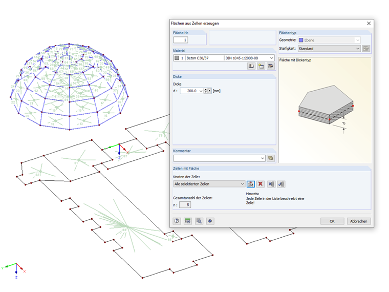 Flächen mithilfe von Zellen erstellen