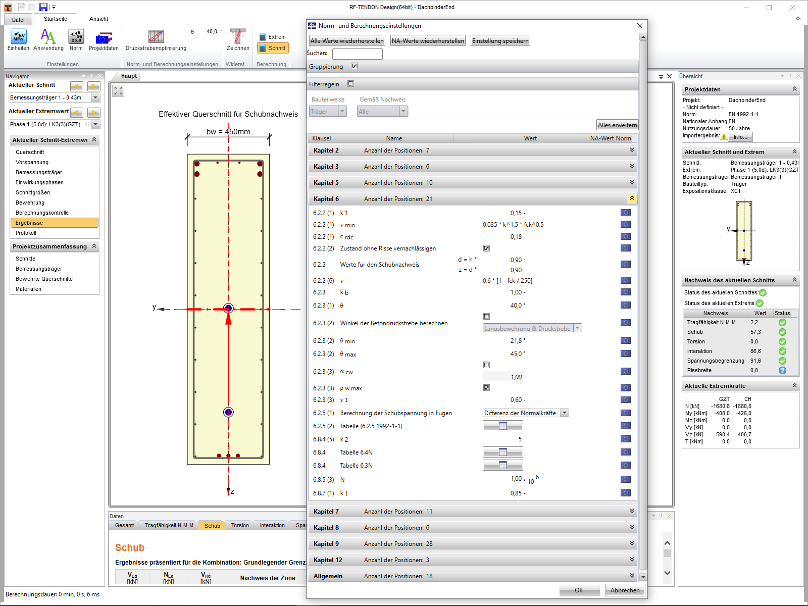 Norm- und Berechnungseinstellungen