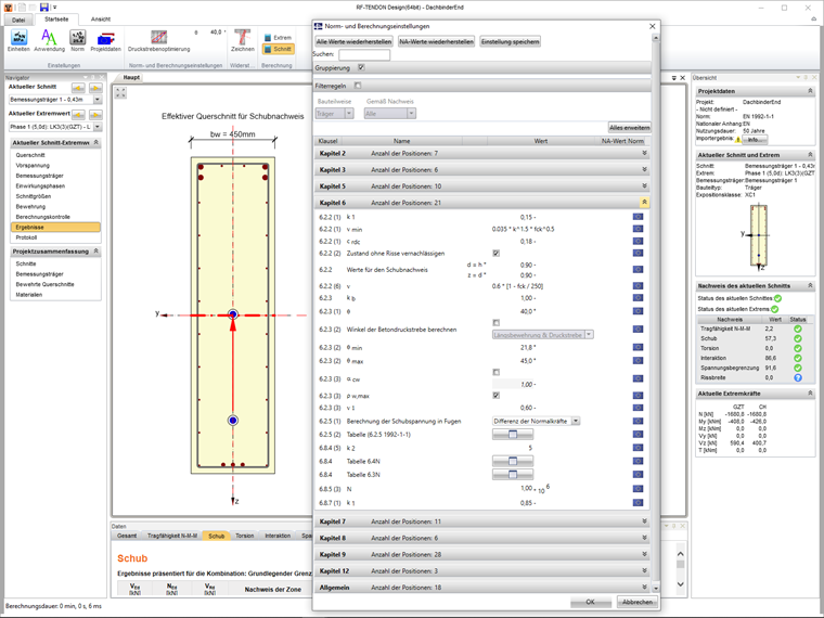 Norm- und Berechnungseinstellungen