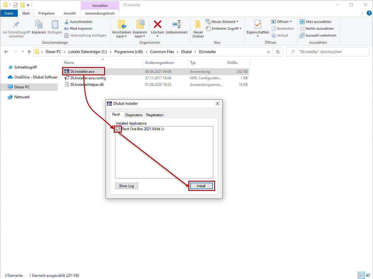 Nachträgliche Installation der Revit-Schnittstelle