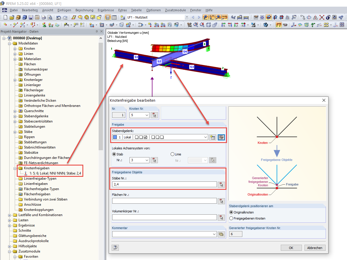 Eingabe der freigegebenen Objekte