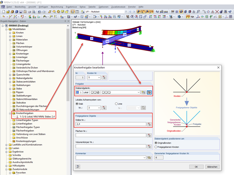 Eingabe der freigegebenen Objekte