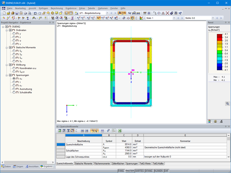 Hybrider Querschnitt in DUENQ